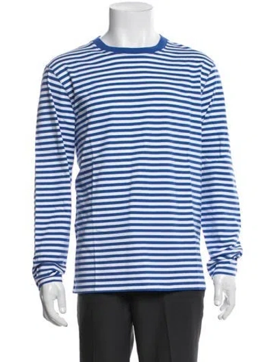 Pre-owned Noah Striped Crew Neck T-shirt W/ Tags In Blue