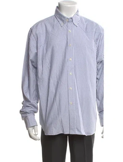 Pre-owned Noah Striped Long Sleeve Dress Shirt In Blue/white