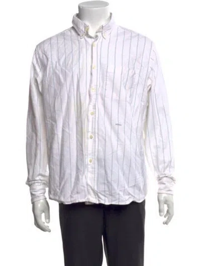 Pre-owned Noah Striped Long Sleeve Dress Shirt In White