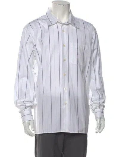 Pre-owned Noah Striped Long Sleeve Shirt In White