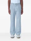 Noah Seersucker Belted Single-pleat Pants In Metallic