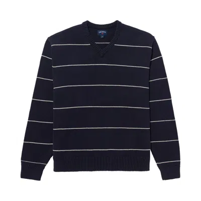 Pre-owned Noah Striped V-neck Sweater 'navy/white' | Blue | Men's Size M