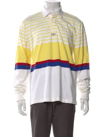 Pre-owned Noah Striped V-neck Polo Shirt In Yellow