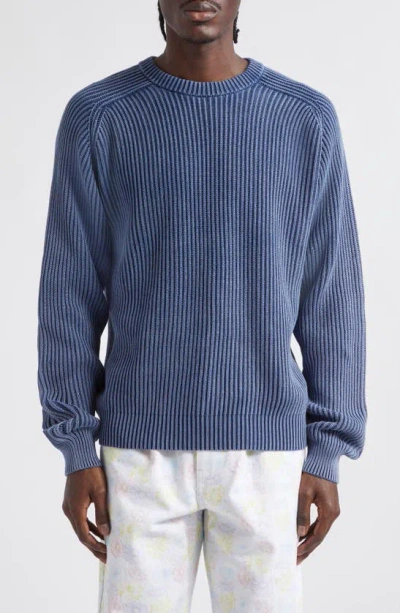 Noah Summer Cotton Shaker Stitch Jumper In Blue