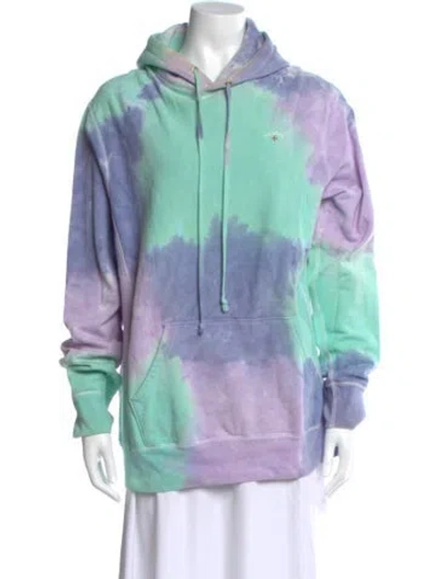 Pre-owned Noah Tie-dye Print Crew Neck Pullover In Blue