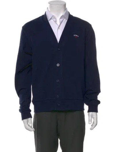 Pre-owned Noah V-neck Long Sleeve Cardigan In Blue