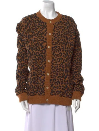 Pre-owned Noah Wool Animal Print Sweater In Brown