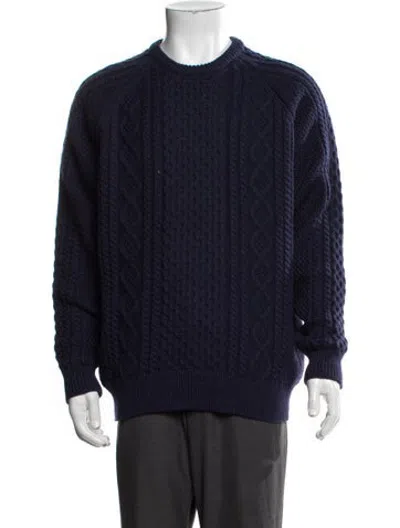 Pre-owned Noah Wool Crew Neck Pullover In Blue