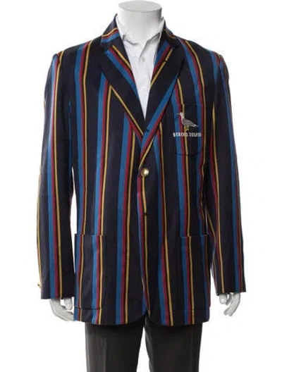 Pre-owned Noah Wool Striped Blazer In Blue