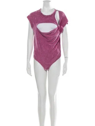 Pre-owned Noam Asymmetrical Short Sleeve Crop Top In Pink