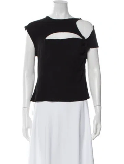 Pre-owned Noam Asymmetrical Short Sleeve Top In Black