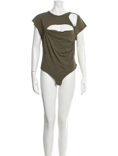 Pre-owned Noam Crew Neck Short Sleeve Bodysuit In Green