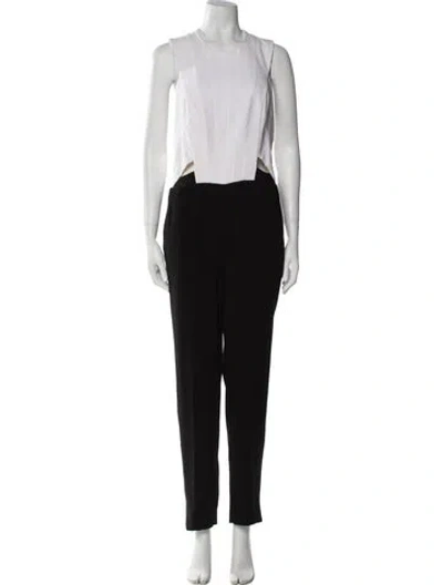 Pre-owned Noam Hanoch Colorblock Pattern Scoop Neck Jumpsuit In Black