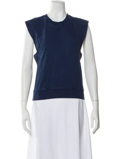 Pre-owned Noam Hanoch Crew Neck Sleeveless Top In Blue