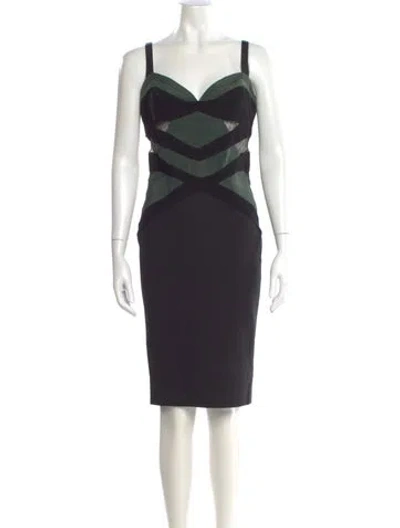 Pre-owned Noam Hanoch Square Neckline Knee-length Dress In Black