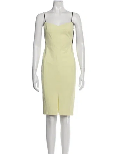 Pre-owned Noam Hanoch Square Neckline Knee-length Dress In Green