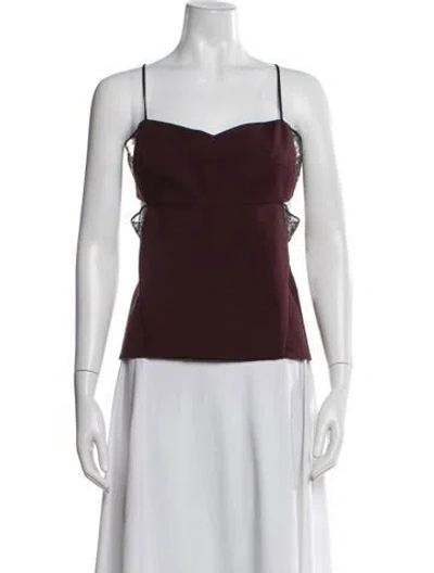 Pre-owned Noam Hanoch Square Neckline Sleeveless Top In Burgundy