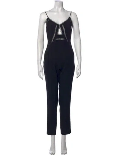 Pre-owned Noam Hanoch V-neck Jumpsuit In Black