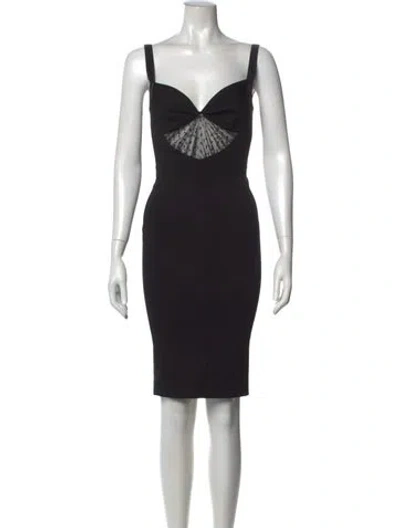 Pre-owned Noam Hanoch V-neck Mini Dress In Black