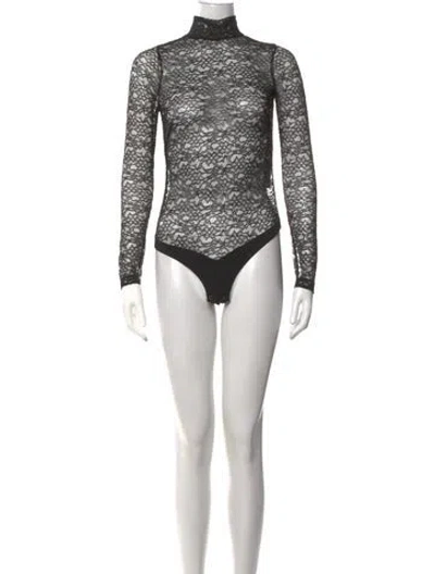 Pre-owned Noam Lace Pattern Turtleneck Bodysuit In Multicolor