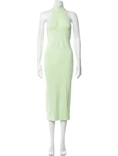 Pre-owned Noam Mock Neck Midi Length Dress In Green