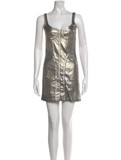 Pre-owned Noam Scoop Neck Mini Dress In Multi