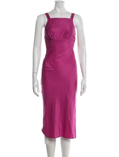 Pre-owned Noam Square Neckline Midi Length Dress In Pink