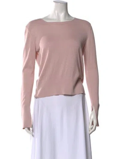 Pre-owned Nobili Bateau Neckline Long Sleeve Top In Pink