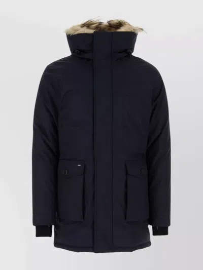 Nobis Fur Trim Hooded Long Length Parka In Black