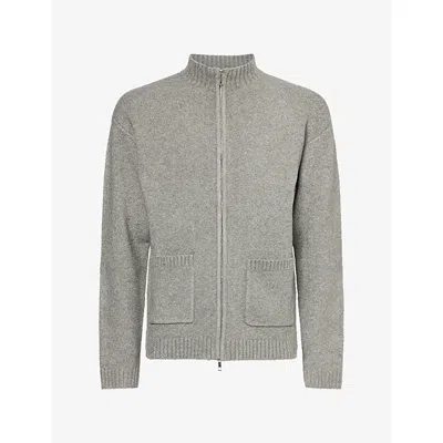 Nobl Mens Alfred Boucle Knit Cardigan Charcoal In Gray