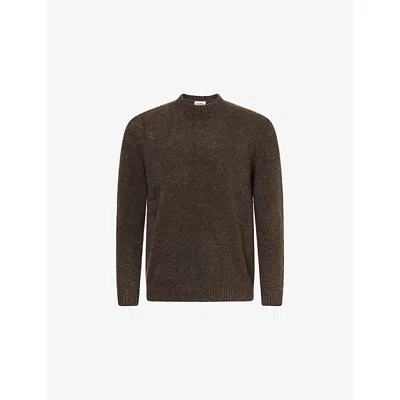 Nobl Mens Bark Cameron Crewneck Textured Knitted Jumper In Brown