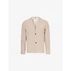Nobl Mens Beige Bear Collarless Knitted Jacket In Neutral