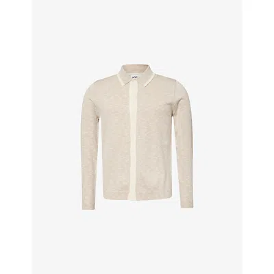 Nobl Mens Beige Koda Button-up Knitted Top In Nude