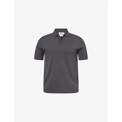 Nobl Mens Blue Drayo Open-neck Knitted Polo Top Xl
