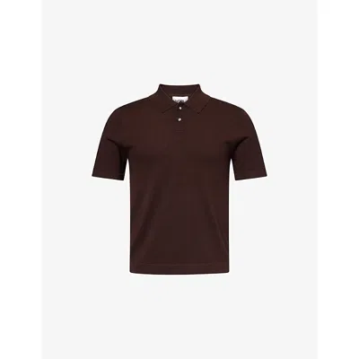 Nobl Mens Brown Brax Short-sleeve Knitted Polo Top