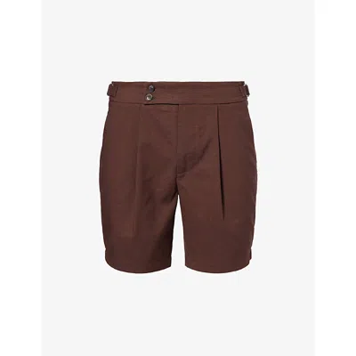 Nobl Mens Brown Josh Smart Linen-blend Shorts