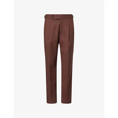Nobl Mens Chocolate Noah Smart Slim-leg Woven Trousers In Brown