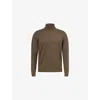 Nobl Mens Dark Olive Bennett Roll-neck Knitted Jumper In Brown