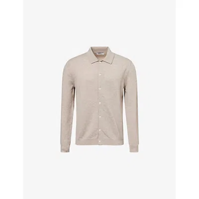 Nobl Mens Dark Taupe Chase Soft Marl Knitted Shirt In Gray