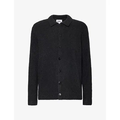 Nobl Mens Finn Boucle Knit Cardigan Grey