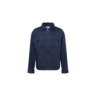 Nobl Mens Navy Lucas Zip-up Cotton Shacket Xl In Blue
