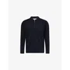 Nobl Mens Navy Patch-pocket Quarter-zip Knitted Polo Shirt In Blue