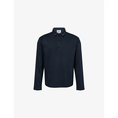Nobl Mens Navy Patrick Long-sleeve Jersey Polo Top In Blue
