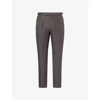 Nobl Mens Charcoal Axton Pleated Tailored Woven Trousers In Gray