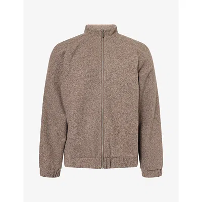 Nobl Mens  Jamie Funnel-neck Zip Woven Jacket In Brown