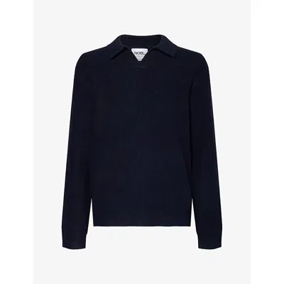 Nobl Mens Otto Oversized Knit Jumper Navy In Animal Print