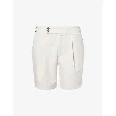 Nobl Mens Stone Josh Smart Linen-blend Shorts In White