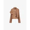 Noble & Fresh Womens Tan Layered Crop Woven Shirt In Brown