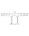 Noble Gift Crystal Menorah On Two Pillars With Gold And Silver Inner Gemstones In Clear