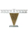 Noble Gift Crystal Menorah With Gold Inner Stones In Gold